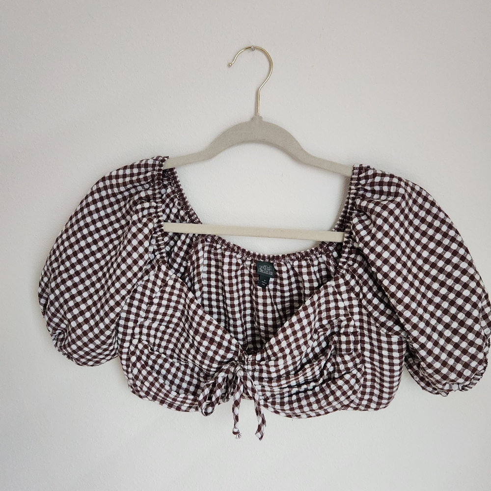 Wild Fable Brown Checkered Crop Top